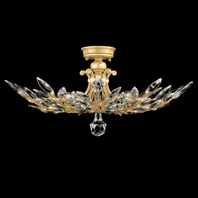 Elegant Crystal Laurel 5-Light LED Semi-Flush Mount in Gold Leaf