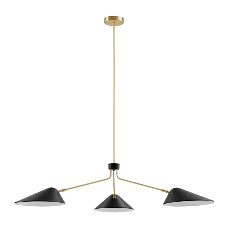 Black Satin Brass 48" LED Triple Arm Pendant Light