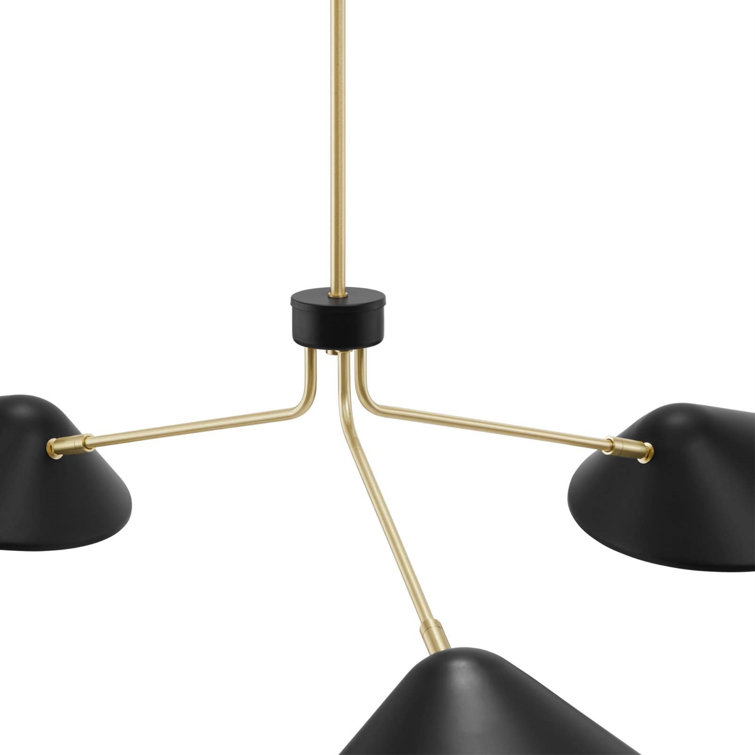 Black Satin Brass 48" LED Triple Arm Pendant Light
