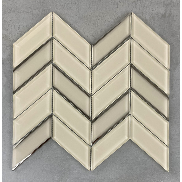 Mocha Glass Chevron Mosaic Wall Tile Set