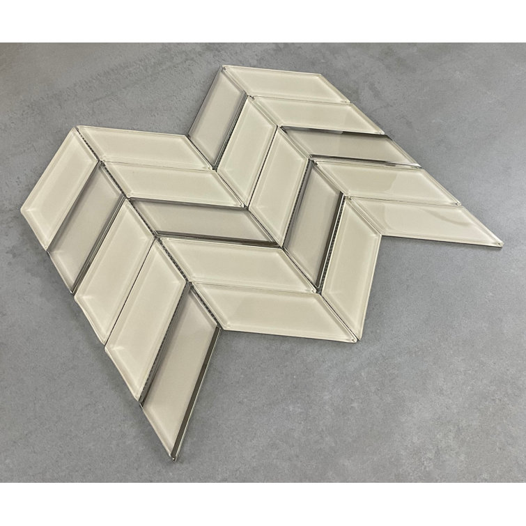 Mocha Glass Chevron Mosaic Wall Tile Set