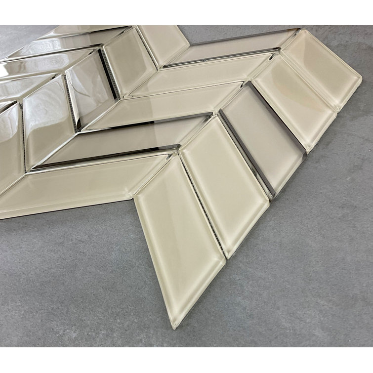 Mocha Glass Chevron Mosaic Wall Tile Set
