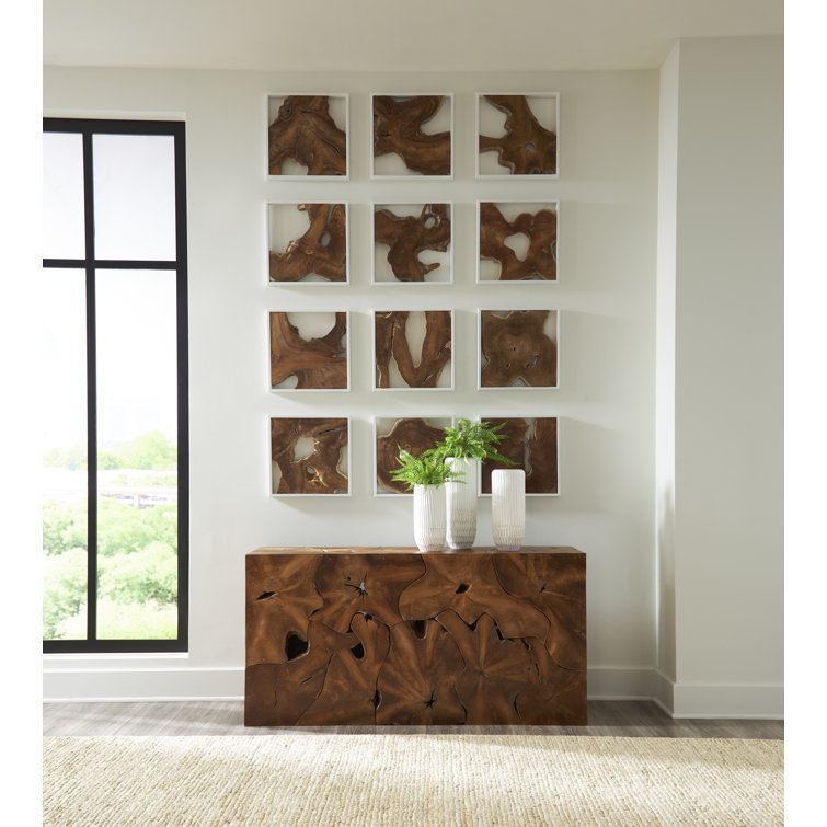 Natural Teak Rectangular Wood Console Table