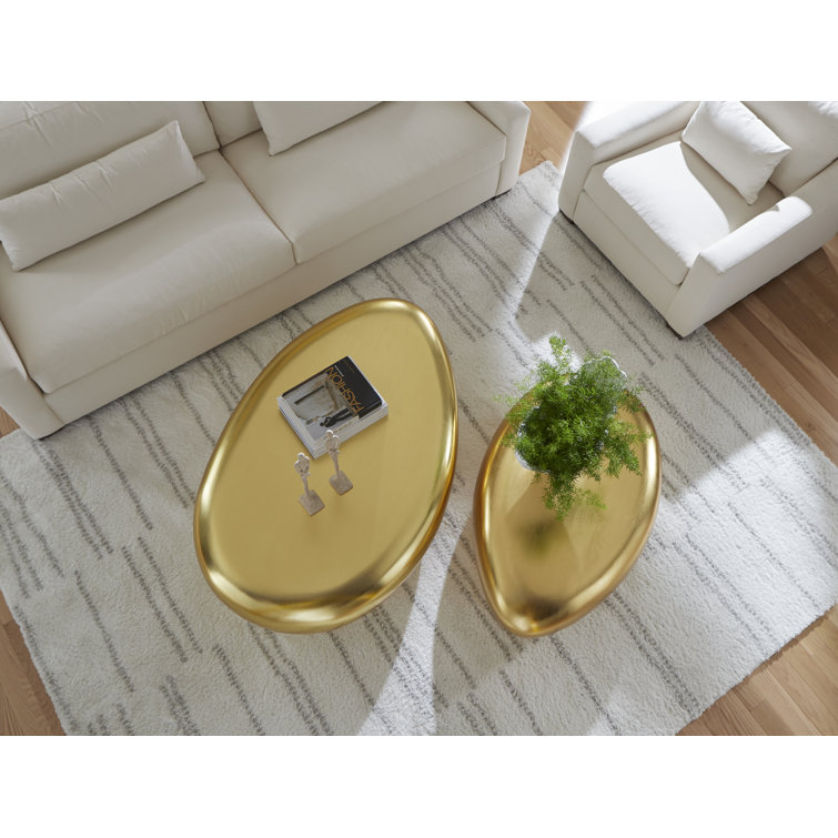 Transitional Silver Leaf Oval Outdoor Coffee Table, 54" x 34"