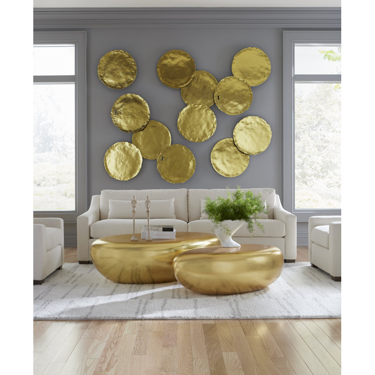 Transitional Silver Leaf Oval Outdoor Coffee Table, 54" x 34"
