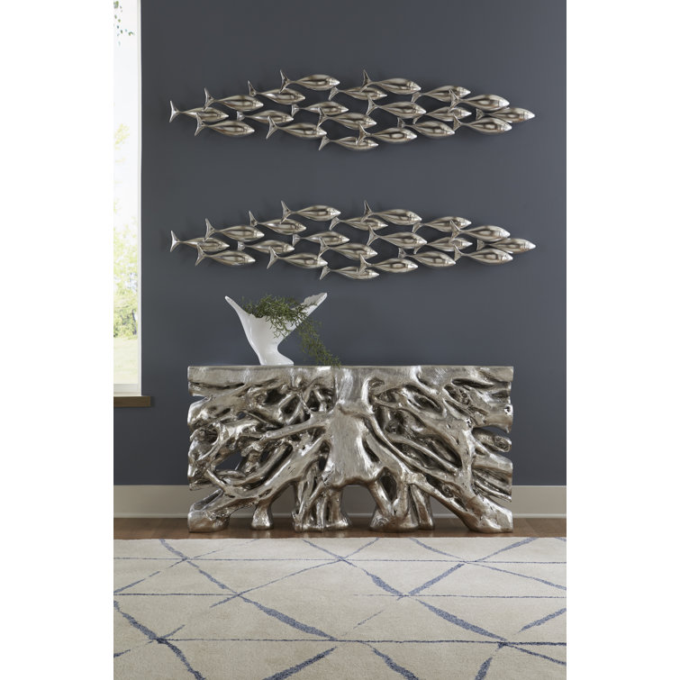 Silver Leaf Cast Wood 60" Rectangular Console Table