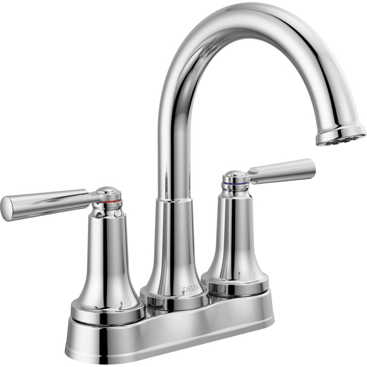 Chrome Two Handle Centerset Bathroom Faucet with Lever Handles