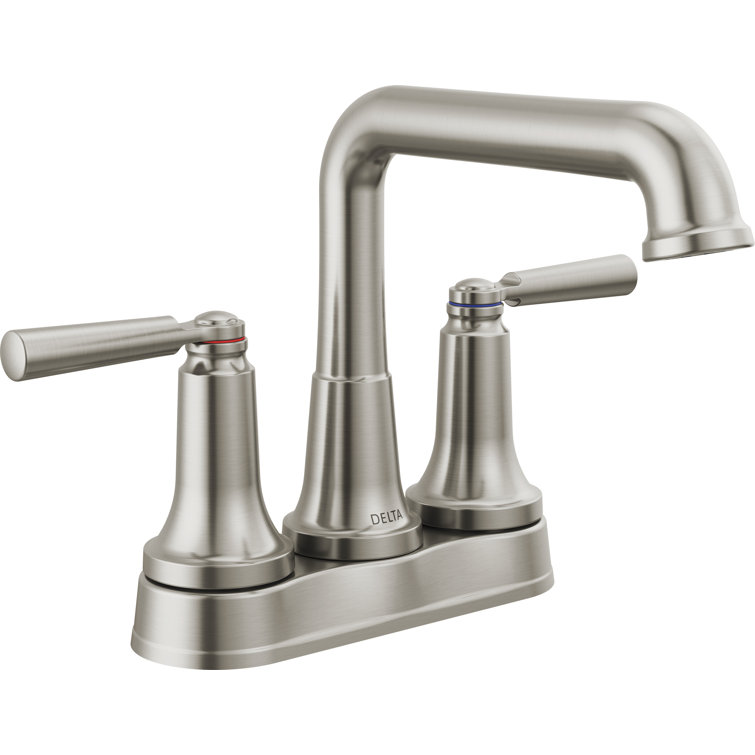 Stainless Steel Two Handle Centerset Bathroom Faucet