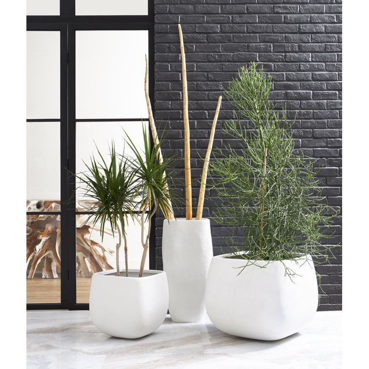 Modern Elegance 17.5" White Square Planter for Indoor/Outdoor