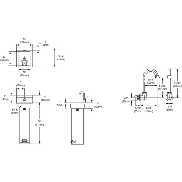 Stainless Steel Pedestal Mounted Handwash Station with Faucet