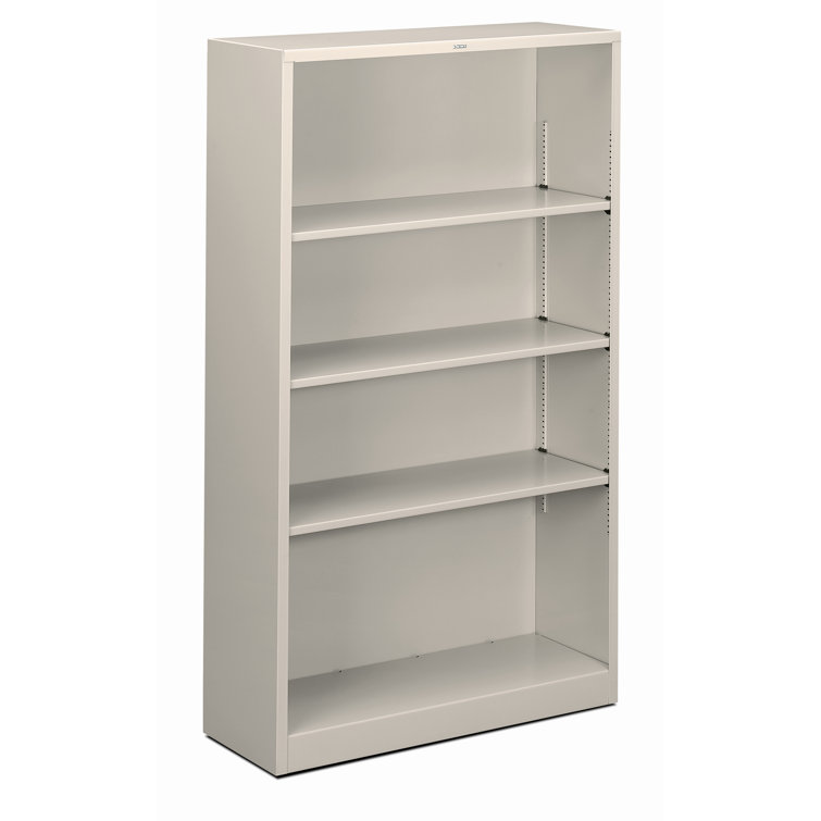 Adjustable Light Gray Metal Bookcase with Heavy-Duty Frame