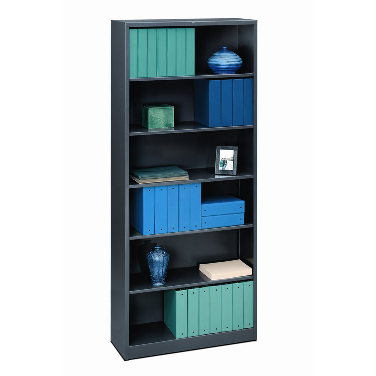 Adjustable Black Steel 6-Shelf Bookcase