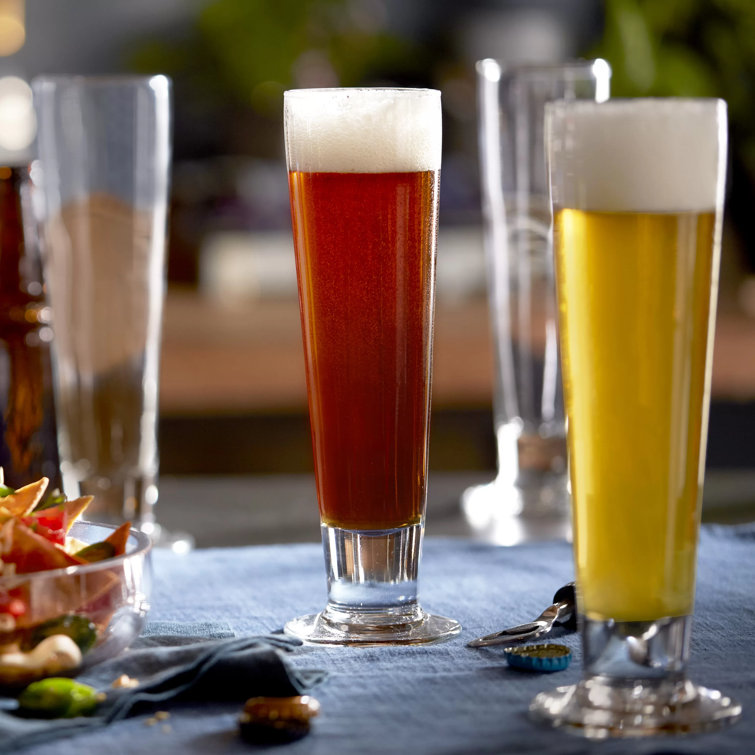 Libbey Stockholm Clear Glass Pilsner Beer Glasses Set of 4