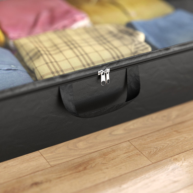 Charcoal Black Fabric Underbed Storage Organizer with Clear Window