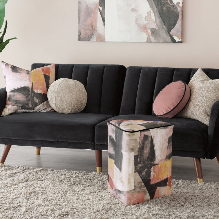 Alma Abstract Multicolor Upholstered Ottoman