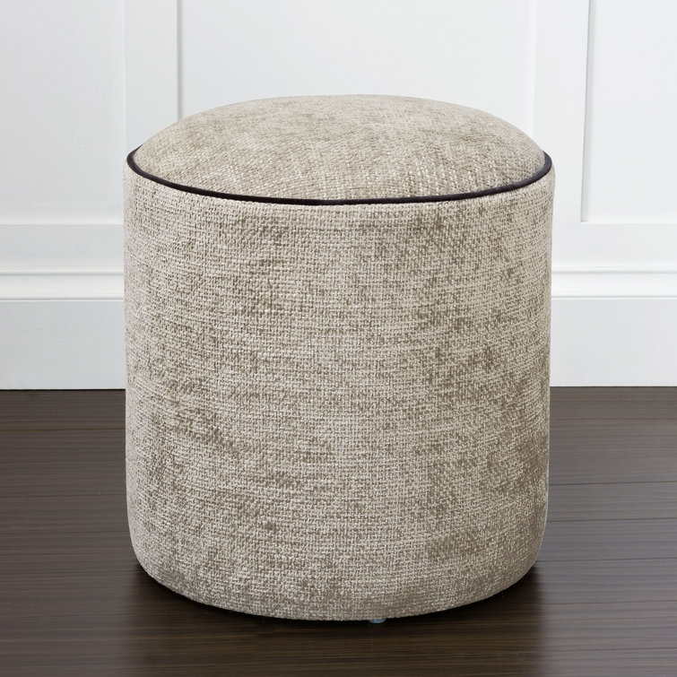 Mole Round Solid Wood and Polyester Upholstered Ottoman