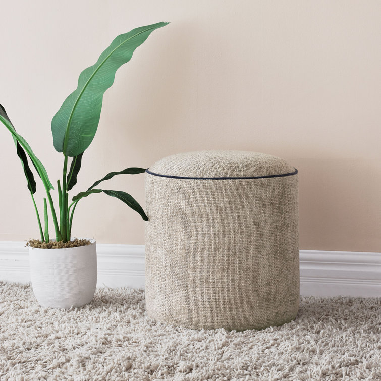 Mole Round Solid Wood and Polyester Upholstered Ottoman