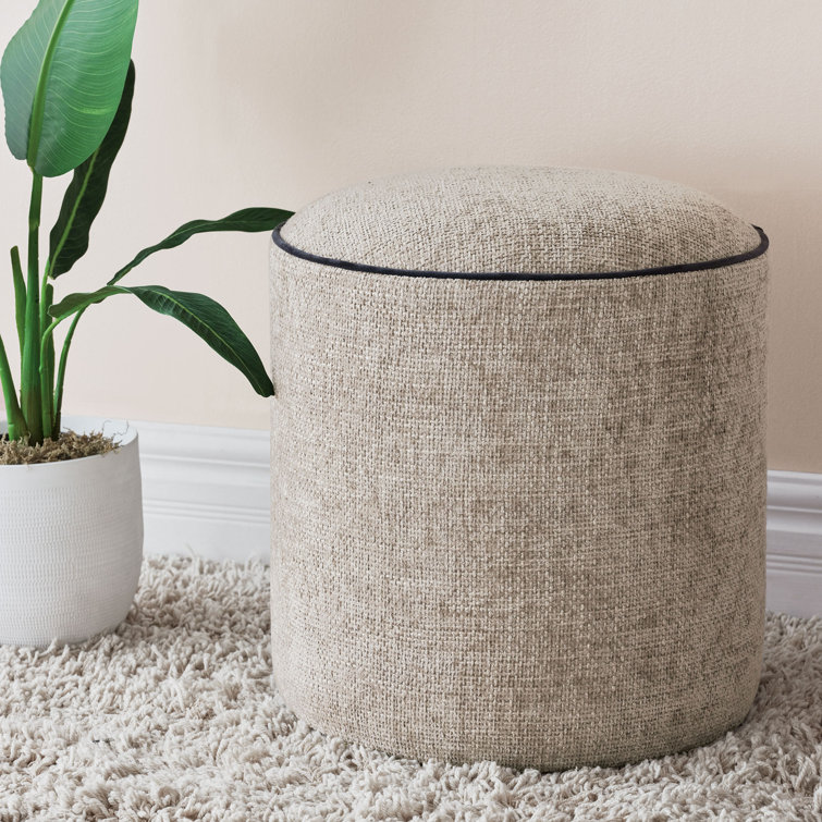 Mole Round Solid Wood and Polyester Upholstered Ottoman