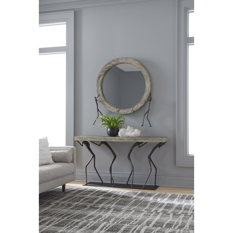 Atlas Chamcha Wood Beveled Accent Mirror with Bronze Figures