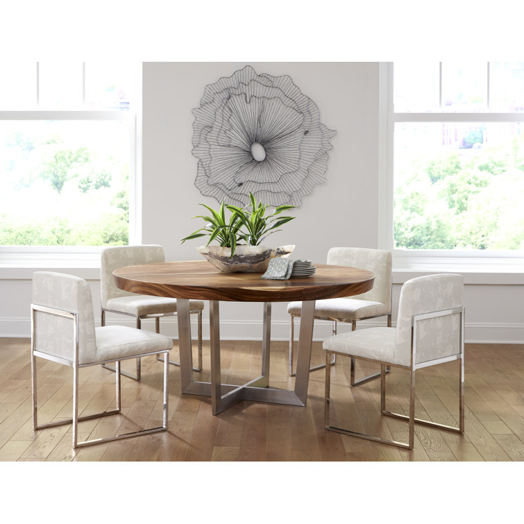 Transitional Velvet Upholstered White Metal Side Chair