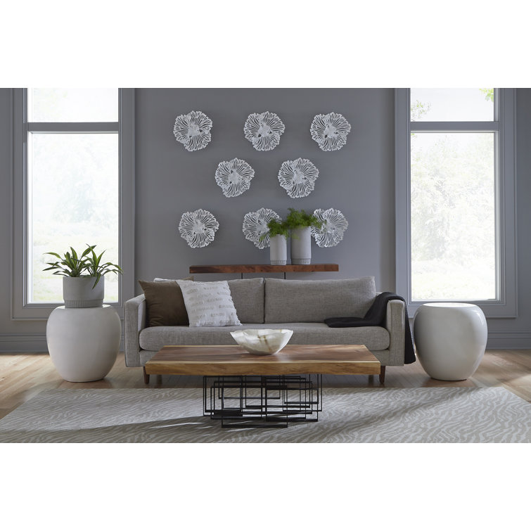 24" White Transitional Round Stone Drum End Table