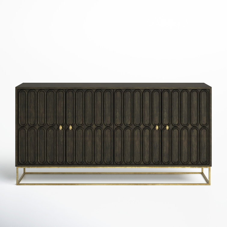 Transitional Silver and Brown 60'' Media Console with Cabinet