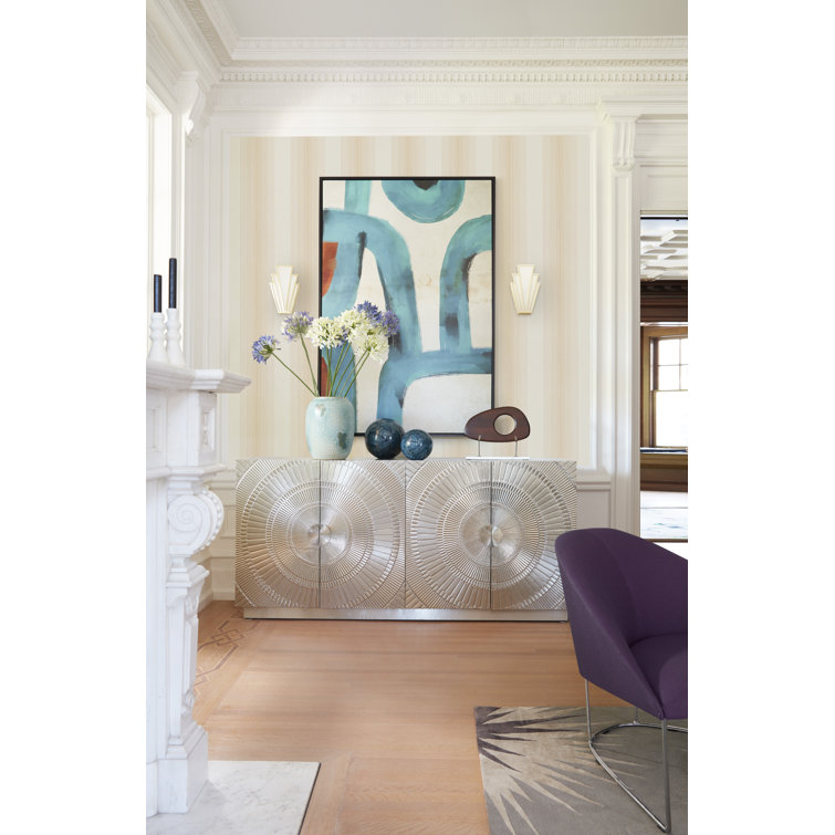 Barcelona 72'' Silver Teak Sideboard with Nickel Alloy