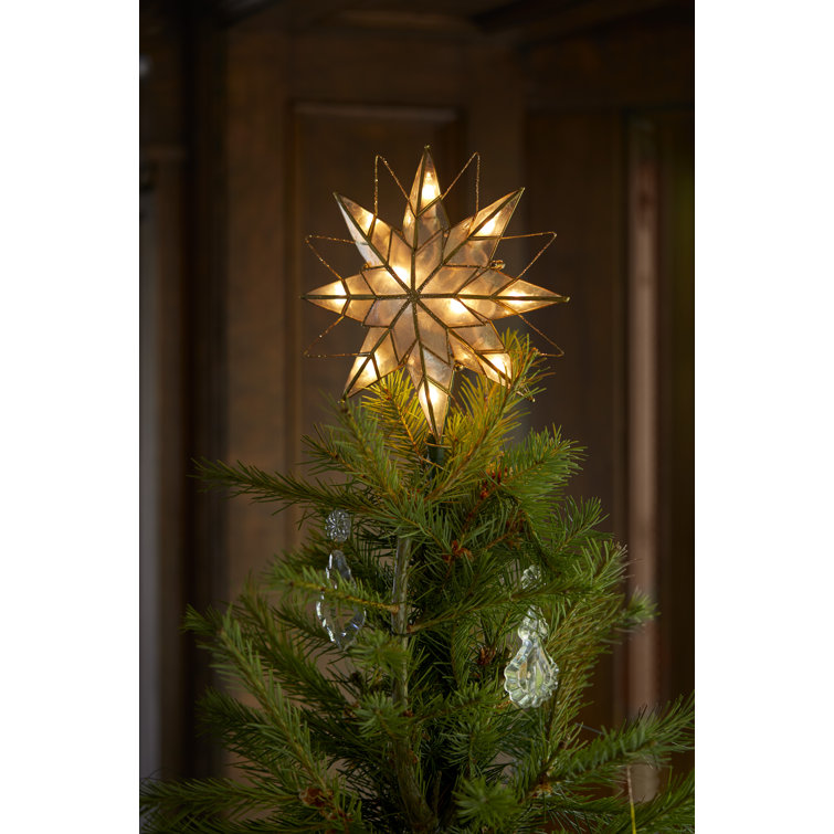 Gold and White Metal 8-Point Star Christmas Tree Topper