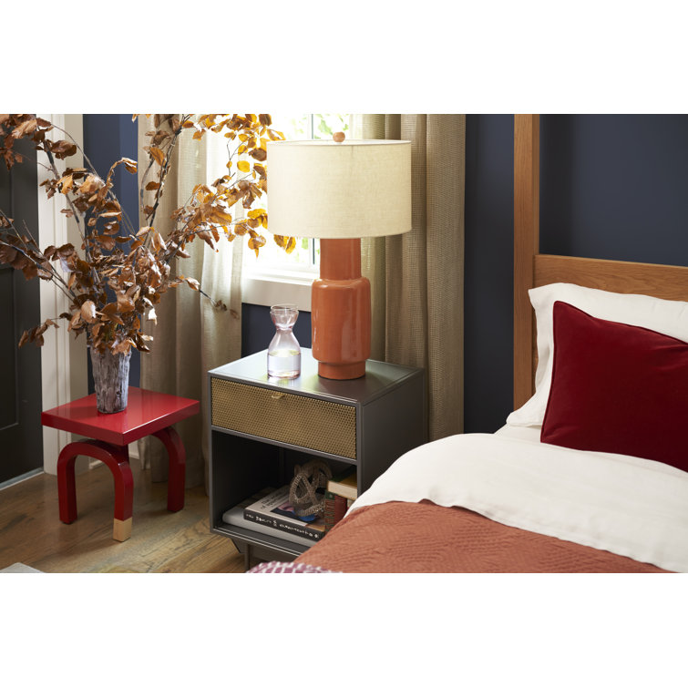 King Oak Four-Poster Bed with Upholstered Headboard