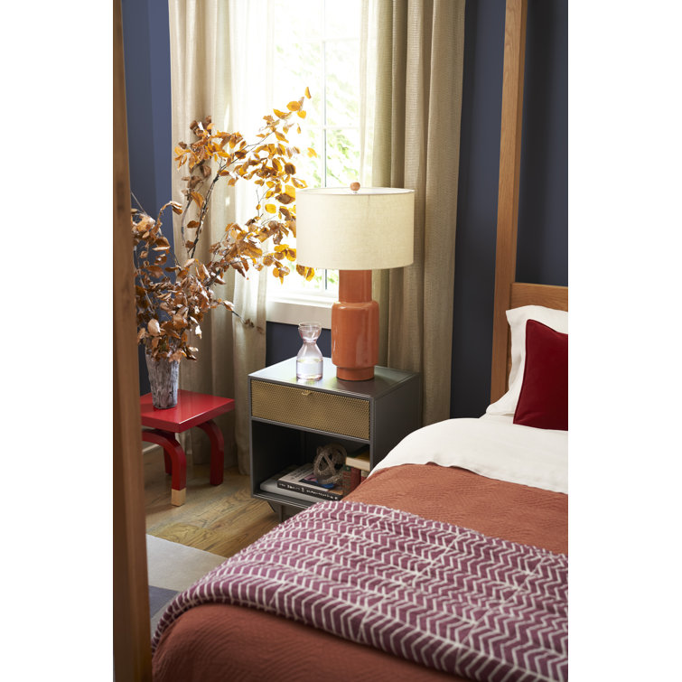 King Oak Four-Poster Bed with Upholstered Headboard