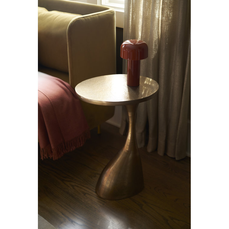 Antique Brass Round Metal Accent Table, 24" Height