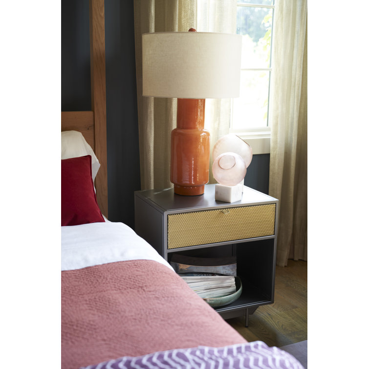 King Oak Four-Poster Bed with Upholstered Headboard