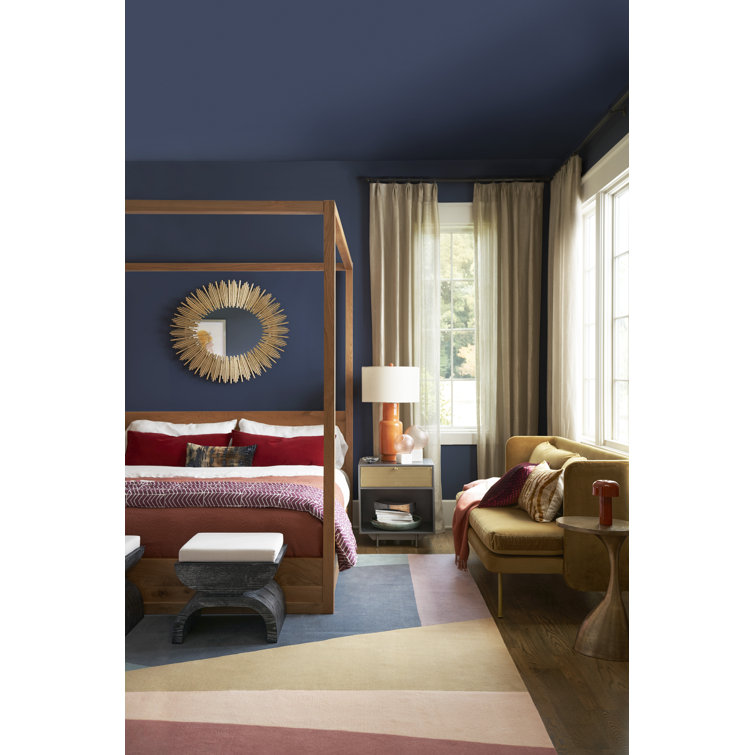 King Oak Four-Poster Bed with Upholstered Headboard