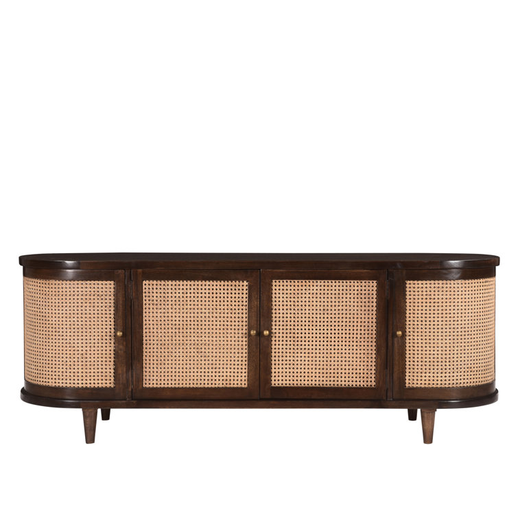 Teresa 70'' Dark Brown Mango Wood and Cane Sideboard