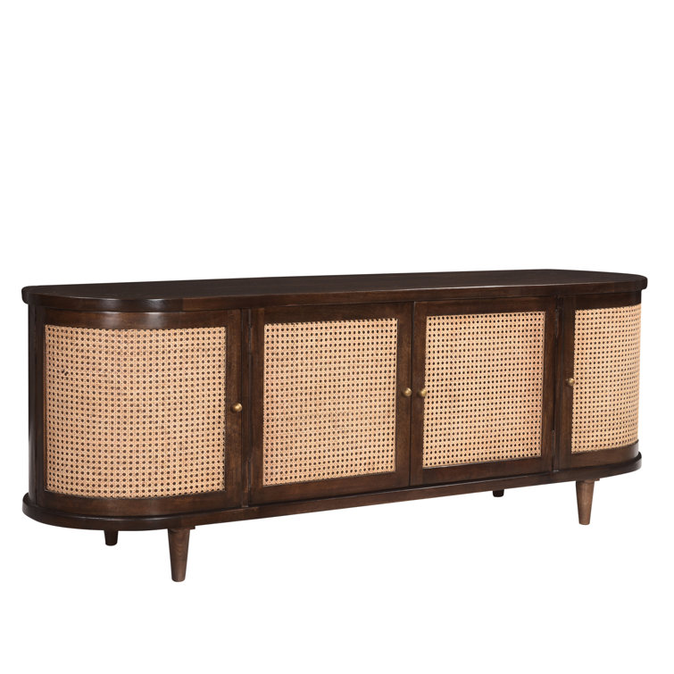 Teresa 70'' Dark Brown Mango Wood and Cane Sideboard