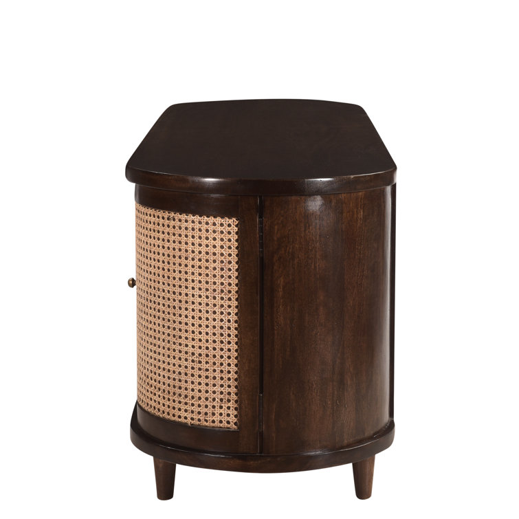 Teresa 70'' Dark Brown Mango Wood and Cane Sideboard