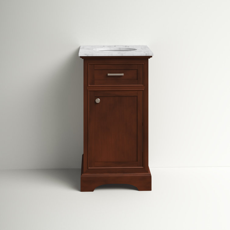 Teak and Marble 19'' Single Bathroom Vanity with Brushed Nickel Hardware
