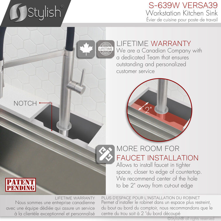 39 Inch Stainless Steel Single Bowl Undermount Kitchen Sink with Accessories