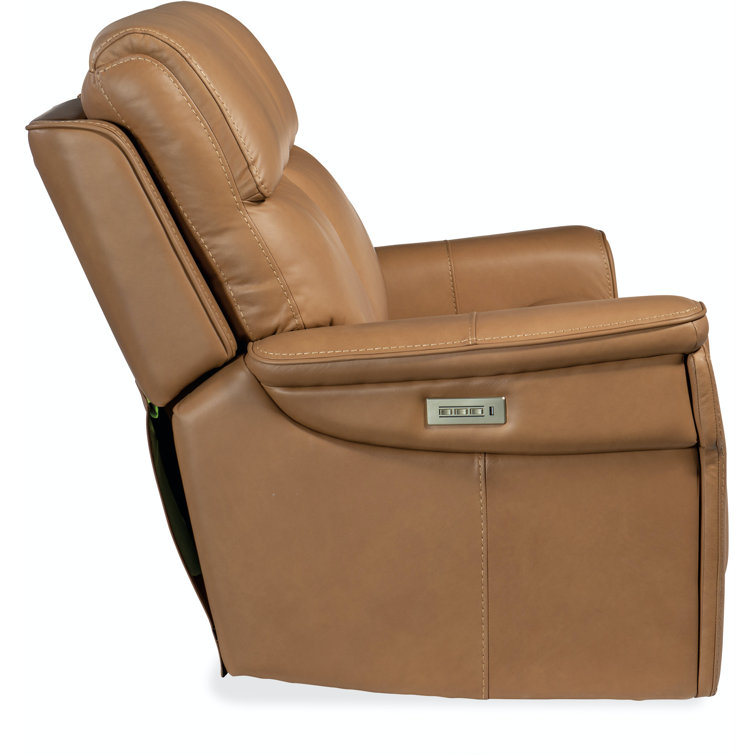 Sahara Sandalwood Leather Power Loveseat with Cup Holder