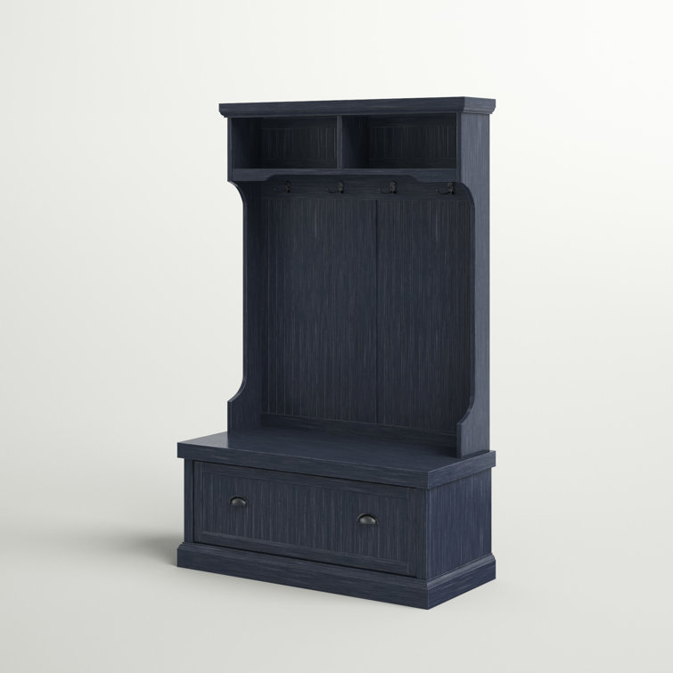 Navy Hall Tree with Bench and Storage Hooks