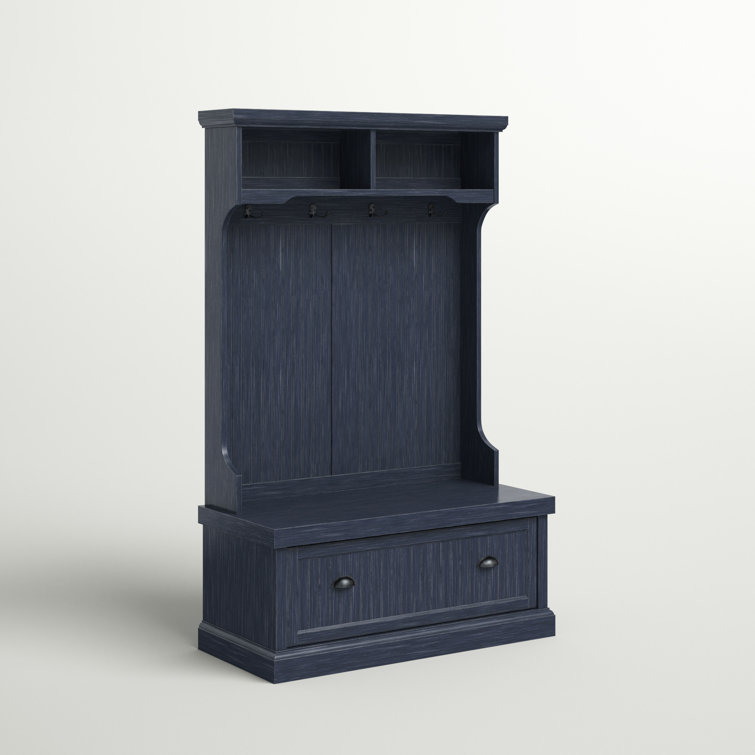 Navy Hall Tree with Bench and Storage Hooks