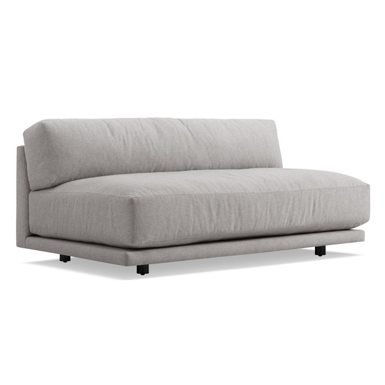Agnew Gray Cotton Blend Armless Sofa with Wood Base