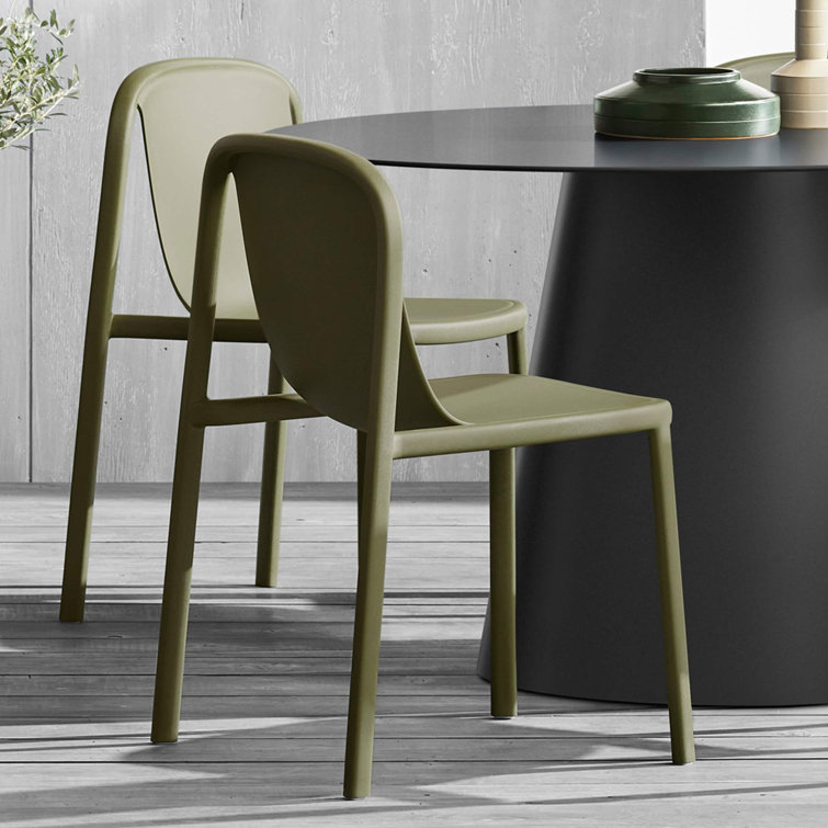 Tomato Red Metal and Wood Stackable Chair
