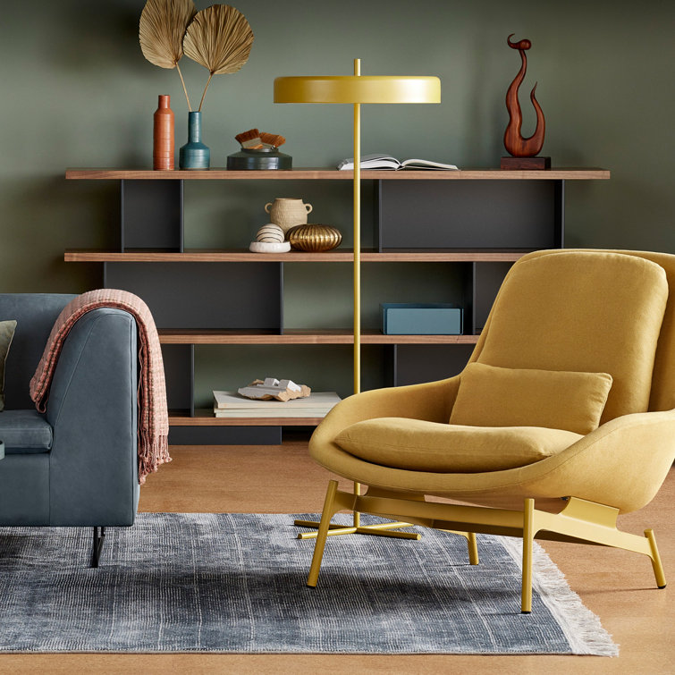 Craig Red Textured Basketweave Lounge Chair with Steel Base