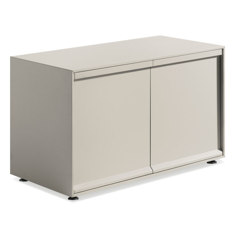 Putty Gray Modern 2-Door Wood Credenza