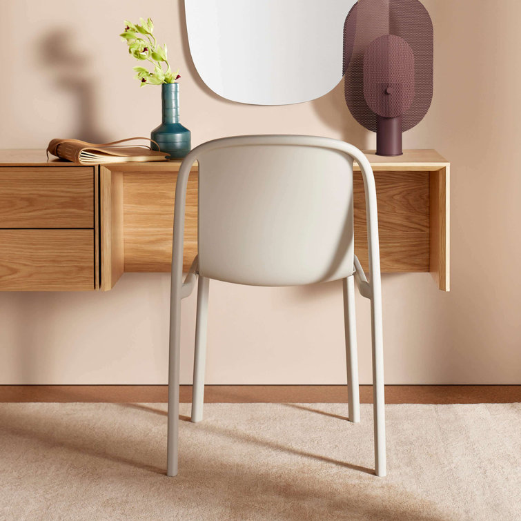 Tomato Red Metal and Wood Stackable Chair
