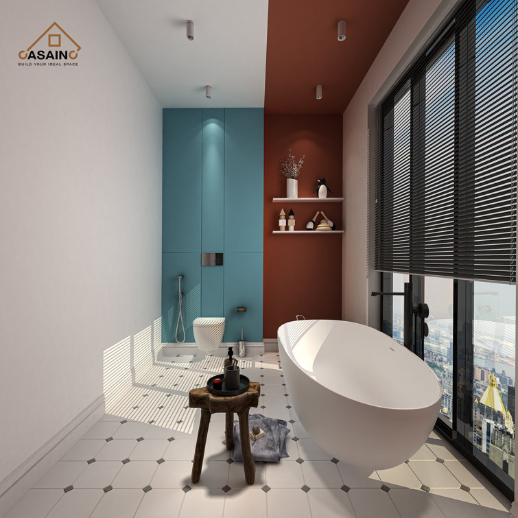 67'' White Stone Resin Freestanding Soaking Bathtub