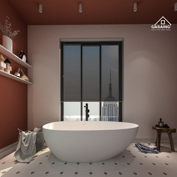 71'' White Acrylic Oval Freestanding Soaking Bathtub