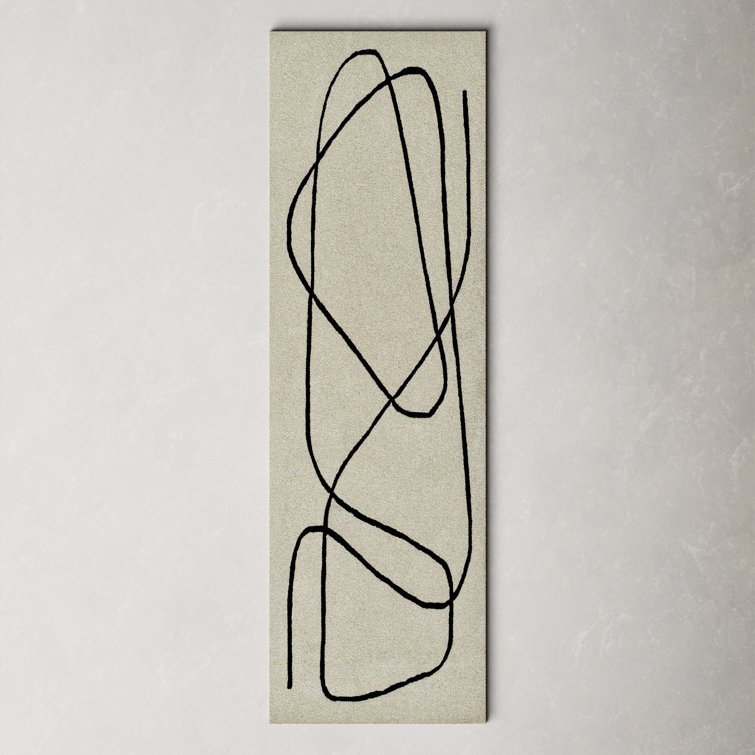 Simba Abstract Ivory Wool Runner Rug 2'6" x 8'