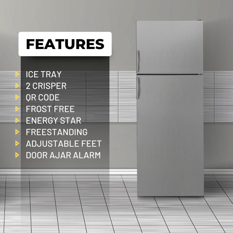 Equator Stainless Steel Energy Star Refrigerator-Freezer with Adjustable Shelves